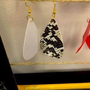 Faux leather snake print large earrings